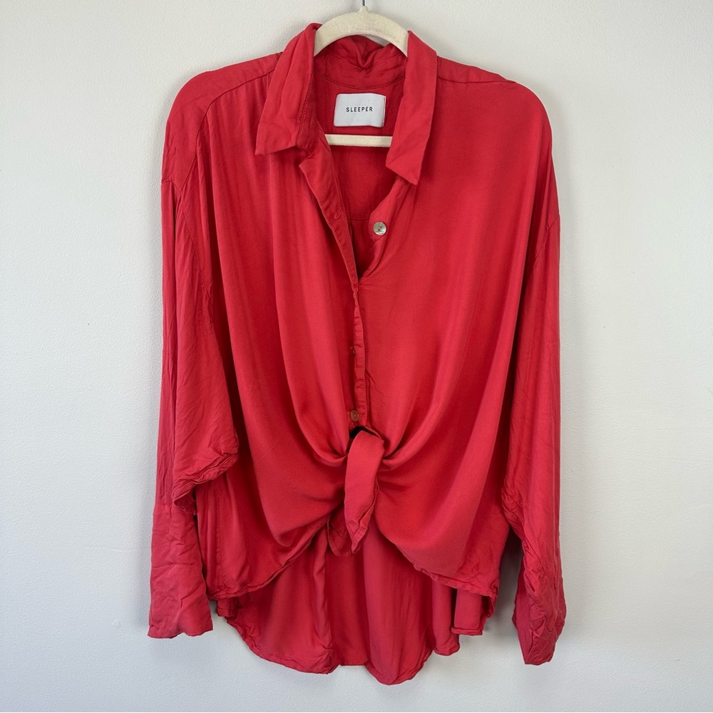 Sleeper Sizeless Viscose Front Tie Pajama Top - Picture 1 of 10